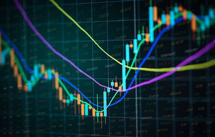 A line graph showing a stock's performance.
